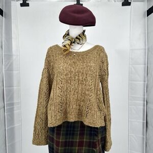 PAGEBOY Women's Chunky Knit Sweater M Brown Rustic Cottagecore Cozy Artsy Boho